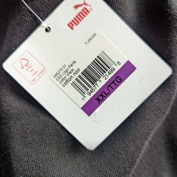 NWT Puma Men's Athletic Essentials Logo Regular Cotton Sweatpants in Black XXL - Picture 5 of 11